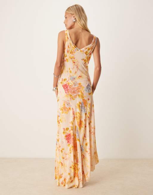 Never Fully Dressed satin slip maxi dress in floral print, 3 of 4