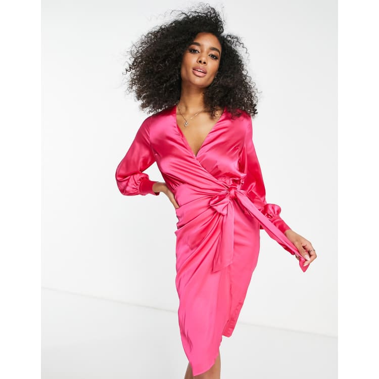 Satin fuchsia clearance dress