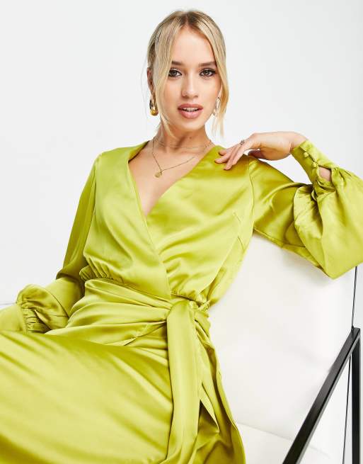 Zara satin wrap outlet dress