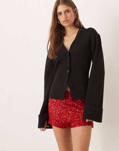 Never Fully Dressed sequin hotpants in red - view 1