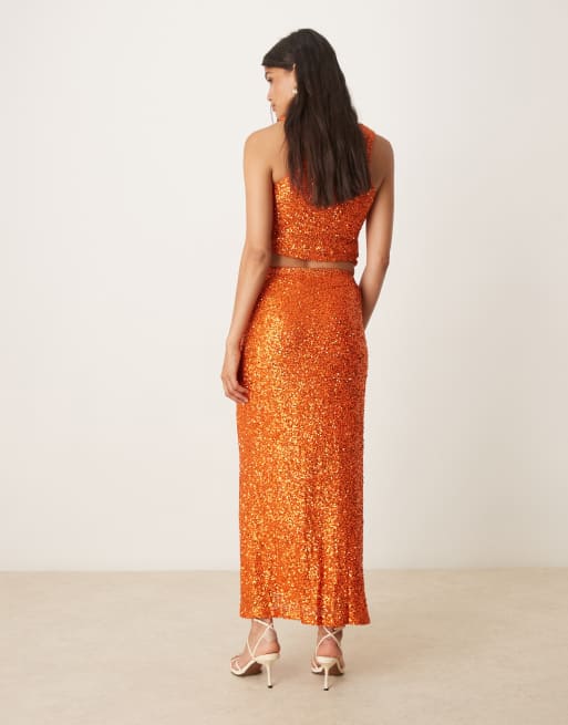 never fully dressed red sequin skirt Never Fully Dressed Size US 2 / UK 6 / EU 34 Red Sequin Jasper Wrap Skirt