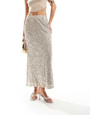 sequin maxi skirt in silver