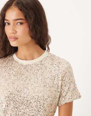Never Fully Dressed Never Fully Dressed sequin t-shirt co-ord in silver
