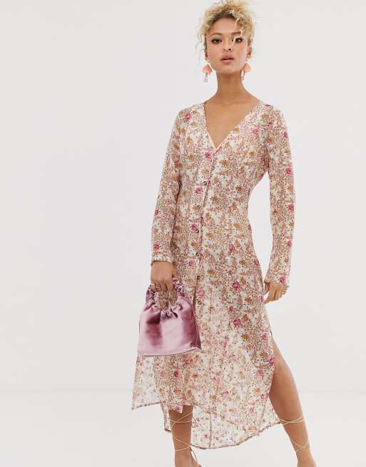 Sheer floral sale dress