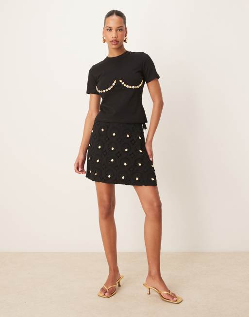 Never Fully Dressed shell boob baby tee in black - part of a set