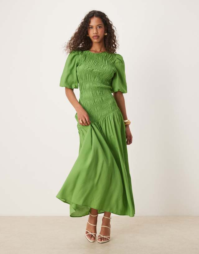 nerve green dress Never Fully Dressed shirred midaxi in `18 (4XL)