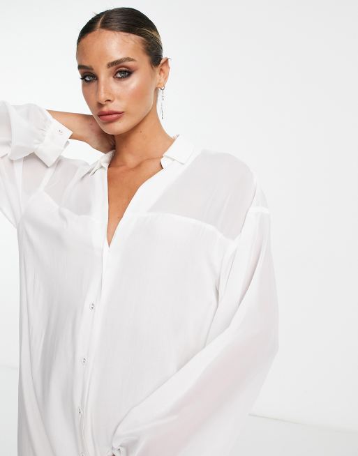 Sheer white 2024 dress shirt