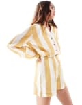 [Never Fully Dressed] Never Fully Dressed shorts in neutral stripe (part of a set)-White 8 Beige/White