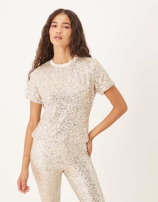 Never Fully Dressed – Silverfärgad t-shirt med paljetter, 2 av 4
