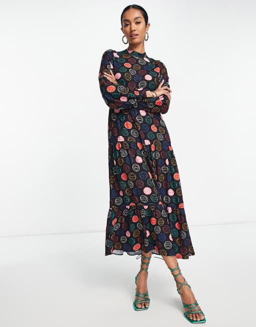 Never Fully Dressed smock midaxi dress in neon sweetheart print | ASOS