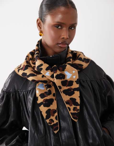 Never Fully Dressed soft knit square bandana in leopard print - view 1