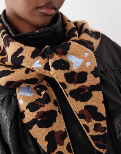 Never Fully Dressed soft knit square bandana in leopard print, 2 of 3
