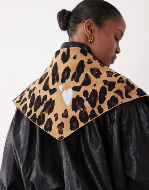 Never Fully Dressed soft knit square bandana in leopard print, 3 of 3