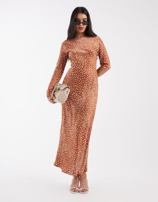 Never Fully Dressed Soho Long Sleeve Midaxi Dress In Orange