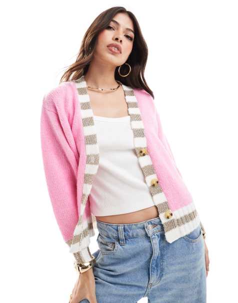 Never Fully Dressed – Solstice – Bestickte Strickjacke in Rosa - view 1