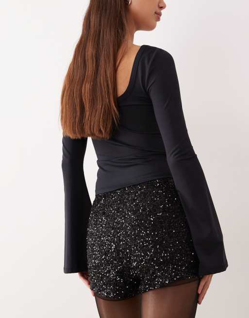 Never Fully Dressed - Sorte hotpants med pailletter, 4 af 5