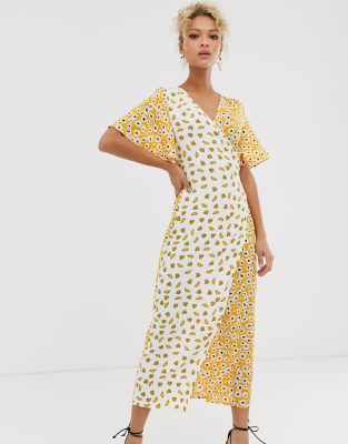 polka dot spliced wrap dress