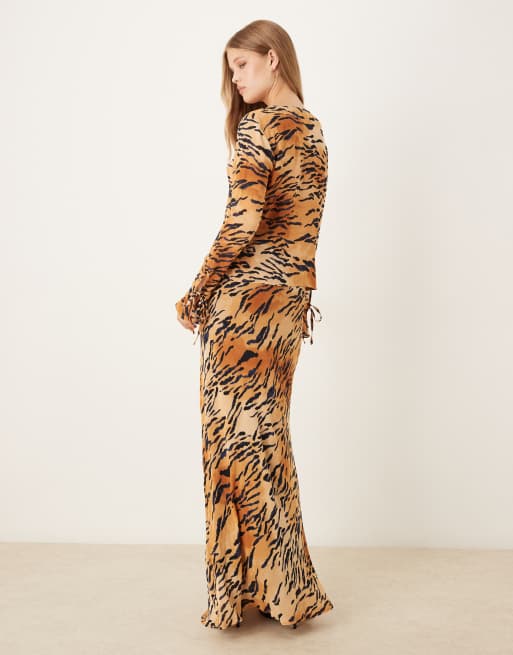 Never Fully Dressed – Spódnica maxi ze wzorem w paski tygrysa, część zestawu, 3 z 5