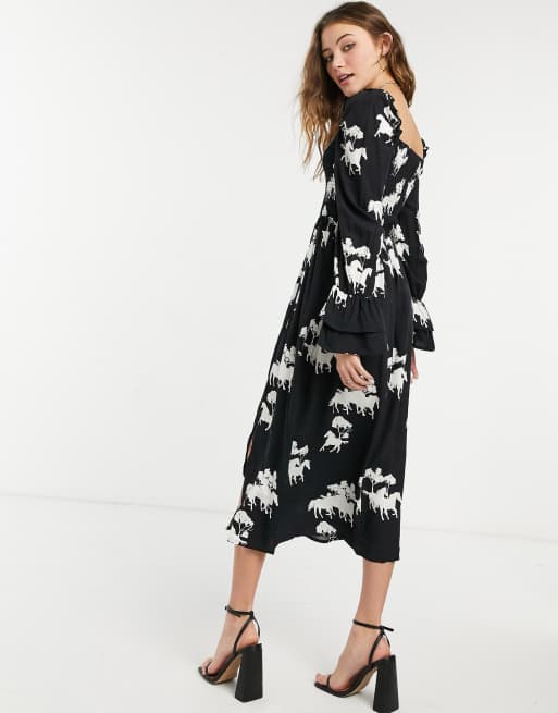 Horse print hot sale midi dress