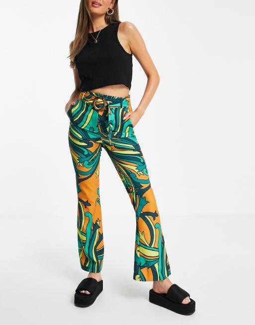 Totally Retro Swirl Print Flare Pants