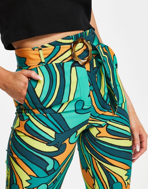 Totally Retro Swirl Print Flare Pants