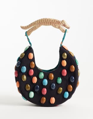 Never Fully Dressed Stone-detail Beaded Bag In Multi