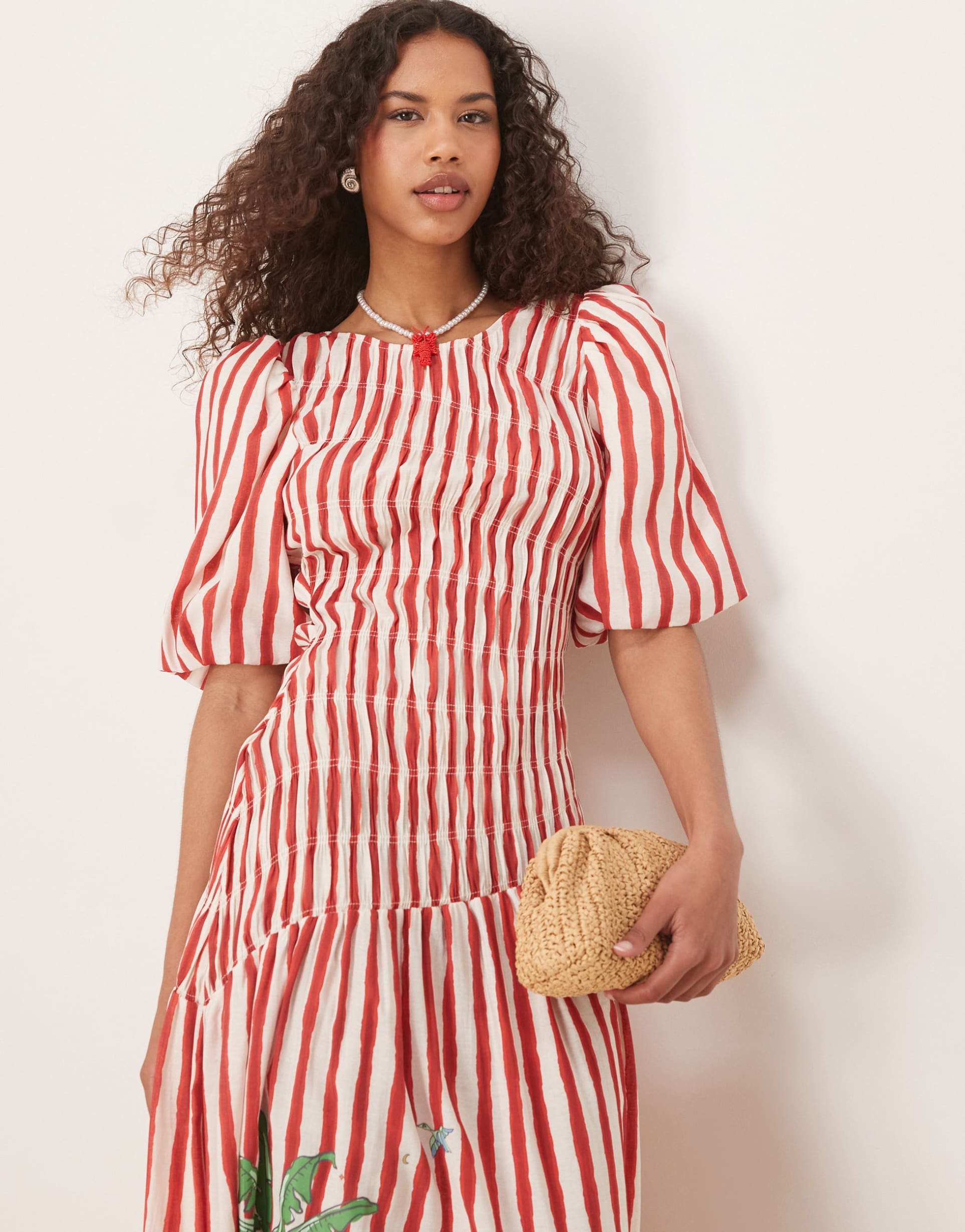 never fully dressed striped cotton midaxi dress in seahorse print