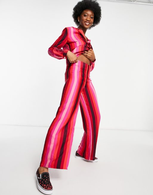 Womens Pink Stripe Pants