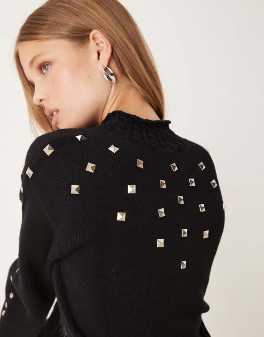 Never Fully Dressed studded knit cardigan in black (Part of a set), 3 of 4