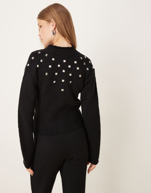 Never Fully Dressed studded knit cardigan in black (Part of a set), 4 of 4