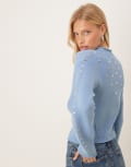[Never Fully Dressed] Never Fully Dressed studded knit cardigan in ice blue M Ice Blue