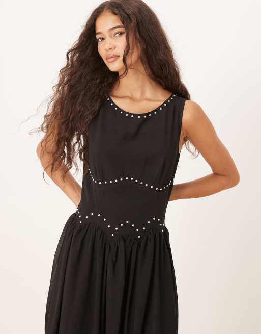 Never Fully Dressed studded maxi dress in black