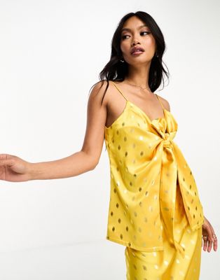 Never Fully Dressed sunshine tie front top co-ord in golden yellow