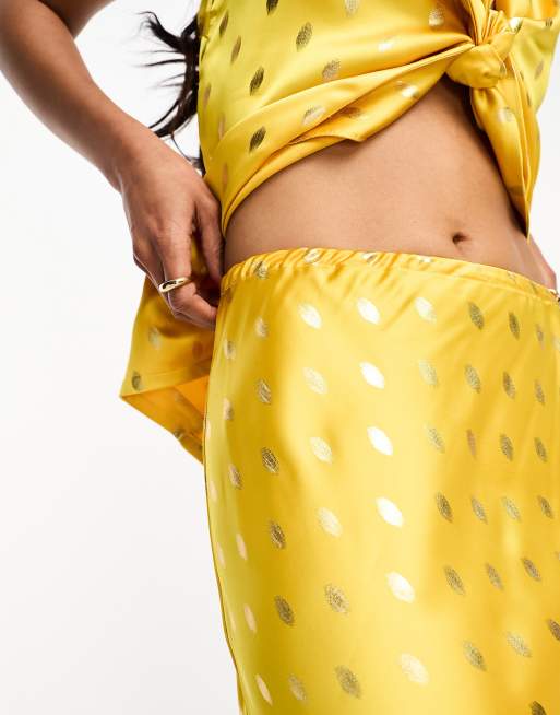 Never Fully Dressed sunshine tie maxi skirt co-ord in golden yellow, 3 of 4