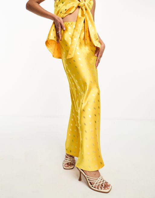 Never Fully Dressed sunshine tie maxi skirt co-ord in golden yellow, 4 of 4