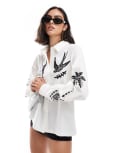 [Never Fully Dressed] Never Fully Dressed swallow embroidered shirt in white 14 White