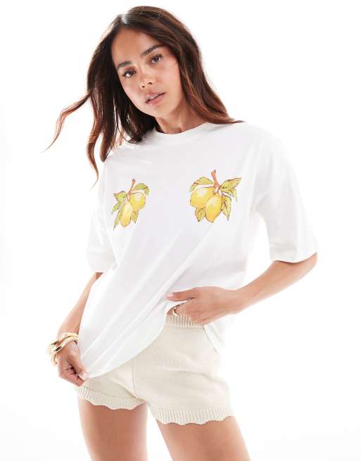 Never Fully Dressed - T-shirt à imprimé citrons - Blanc