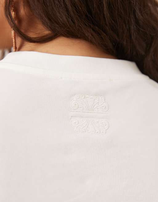 Never Fully Dressed - T-shirt effet rétréci à imprimé Honey - Blanc, 4 de 4