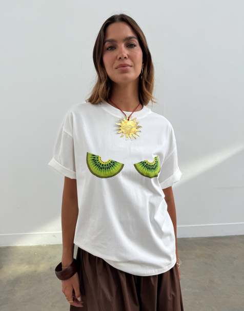 Never Fully Dressed - T-shirt en coton à motif kiwi - Blanc - view 1