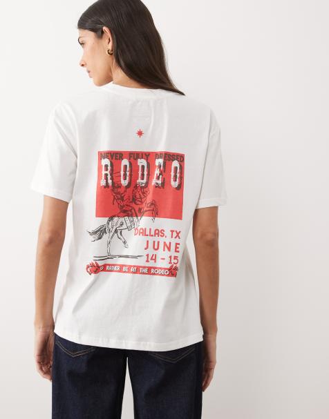 Never Fully Dressed – T-Shirt in Weiß mit Rodeo-Print - view 1
