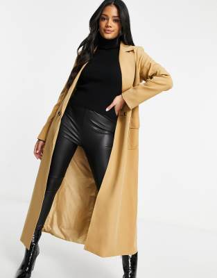 Never Fully Dressed tailored maxi jacket in camel