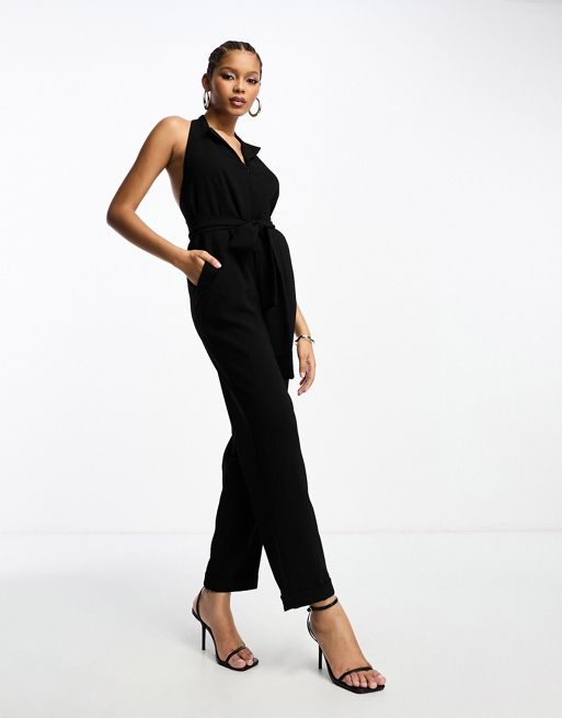 Never Fully Dressed tailored wrap jumpsuit in black | ASOS