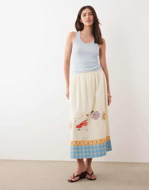 Never Fully Dressed - Talia - Gonna color crema con stampa celestiale - view 1