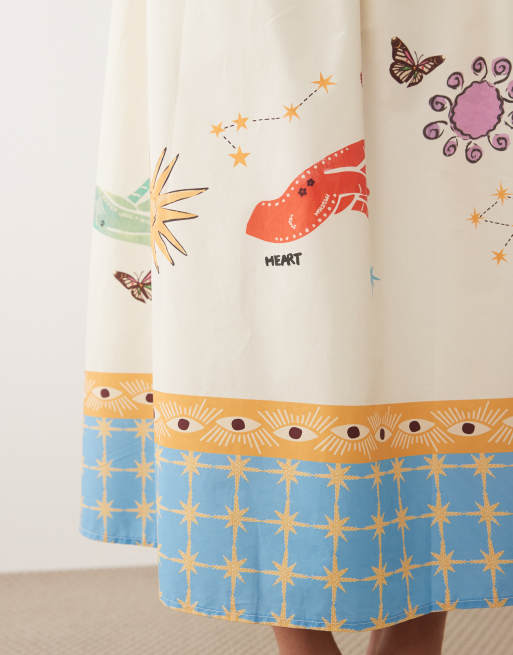 Never Fully Dressed Talia skirt in cream celestial print, 4 of 5