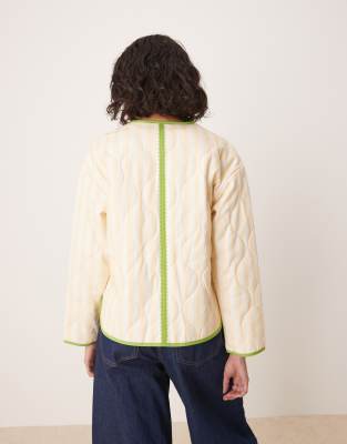 Never Fully Dressed Tassel Trim Striped Jacket In White