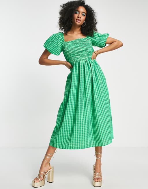 Green hot sale gingham dress