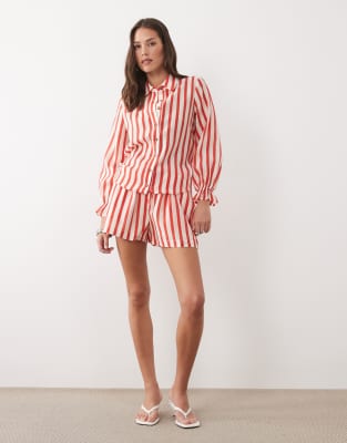 Never Fully Dressed Tie Back Shirt Co-ord In Red