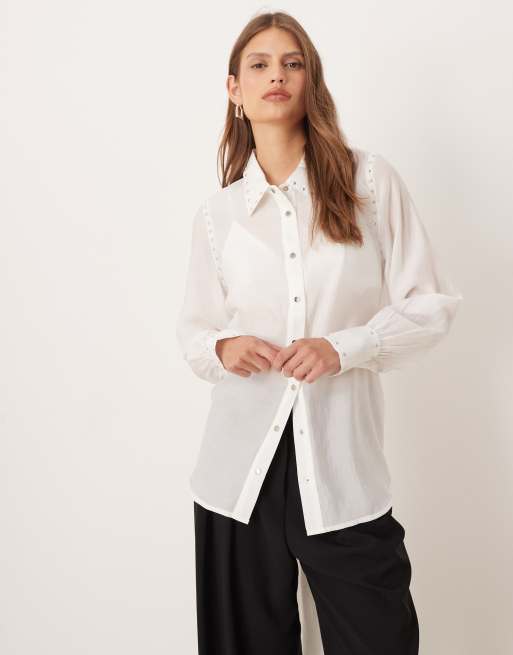 never fully dressed shirt Womens Never Fully Dressed Black Palm Embroidered Long Sleeve Shirt M (US 8-10)