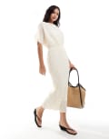 [Never Fully Dressed] Never Fully Dressed Tilly gold fleck plisse midaxi dress in ivory-White 8 Ivory