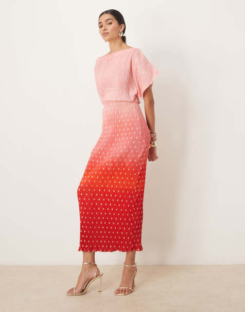 Never Fully Dressed Tilly off shoulder plisse maxi dress in sunset ombre - view 1